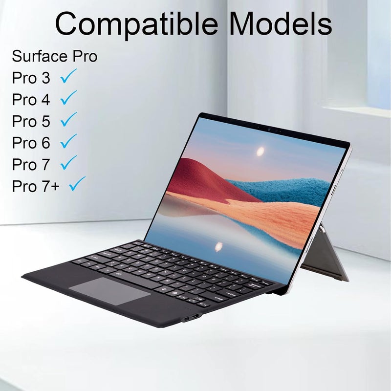 Mobee Type Cover for Microsoft Surface Pro 7+/ Pro 7 / Pro 6 / Pro 5 / Pro 4 / Pro 3, Bluetooch Type Keyboard with Multi-Touch Trackpad, Ultra Silm (Black with Backlit) - Image 2